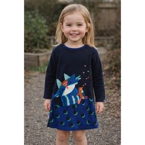 2/40 Catimini Navy Blue Kids' Dress with Bird Design